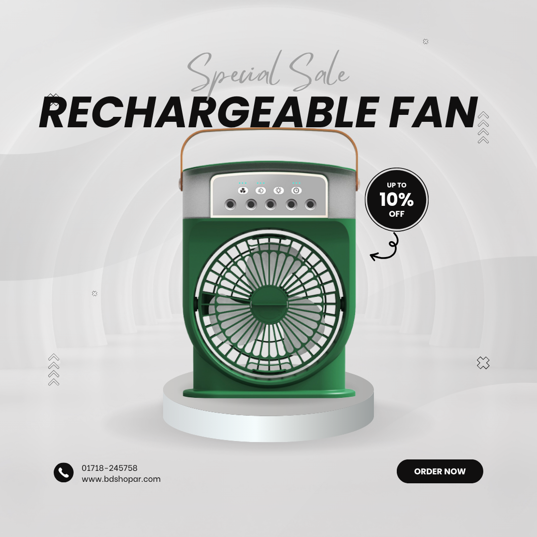 Rechargeable Air Cooling USB Fan with LED Night Light Water Fan - Image 2